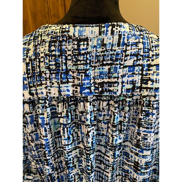 Croft & Barrow Blouse  Plus Size ? 1X or 2X Blue Black Pattern Casual  Top - Picture 6 of 10